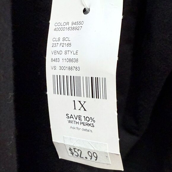 CATHERINE'S Womens Sweatshirt Plus Size 1X Black Gray Trim Hoodie 3/4 Sleeve NWT - Picture 5 of 10